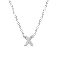 wholesale Metal 925 Silver Plain 26 Letters Pendant Necklace, Ins Luxury Hot-selling Choker-White Gold-X 925 Silver