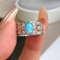 wholesale S925 Sterling Silver Rose Gold Plated Opal Blue Purple 5*7 Ring for Women-0-0