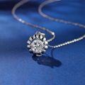 wholesale Sterling silver sunflower 15ct D-color moissanite necklace for women, versatile small design with a sense of luxury, delicate collarbone chain-0-1