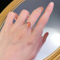 wholesale S925 Silver Metal Live Stream New Product 6*8mm Fanta Orange Open Adjustable Ring for Women,-0-3