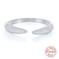 wholesale 925 Sterling Silver Fashion Ins Horn Open Ring, Hot-Selling in Europe and America, Minimalist and Versatile Three-Row Diamond Inlay Women's Ring-0-4