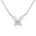 wholesale 925 Sterling Silver Butterfly Necklace for Women, Minimalist Silver Collarbone Chain, Fashionable Valentine's Day Live Stream Jewelry Customization-0-4