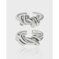wholesale S925 sterling silver Korean-style Instagram minimalist heavy work multi-layer ring for women-White gold/JB155 style>Adjustable opening