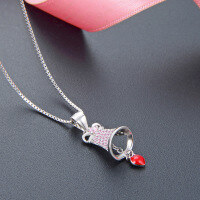 wholesale S925 Sterling Silver Zirconia Christmas Windmill Pendant Necklace for Women, Fashionable and High-End Wholesale Source Christmas Gift-003140-Christmas Bell (Single Pendant)>925 Silver