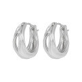 wholesale S925 Sterling Silver Small Earrings for Women, Unique Irregular Pleated Matte Hollow-Out Design with Ear Clips-0-5