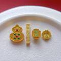 wholesale Gold-plated 925 ancient silver components with enamel six-syllable mantra barrel bead gourd pendant Tian Guan Ci Fu straight tube DIY-0-1
