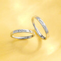wholesale S925 Sterling Silver "Vows of Love" Couple Rings, Men and Women Matching Set, Minimalist and High-End Matching Rings for 520 Valentine's Day Gift-0-3