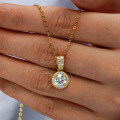 14K Gold Plated 925 Sterling Silver Moissanite Pendant Necklace-0-1