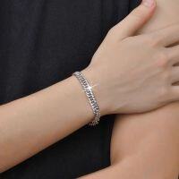 wholesale 925 Sterling Silver Men's Cuban Chain Bracelet, Ins Hip-Hop Trendy Thick Rope Chain Bold Accessory Gift for Boyfriend-6mm wide platinum 19cm approx. 5.8g >925 silver