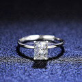 Sterling Silver Geometric Emerald-Cut Moissanite Engagement Ring-0-2
