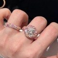 wholesale Rose gold-plated S925 sterling silver gradient pink sapphire diamond high-end custom ring for women, luxurious diamond ring-0-1