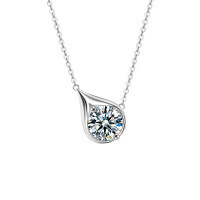 S925 Silver Moissanite Cross-Border Live Necklace Wholesale-Teardrop Necklace (White Gold)  1-Carat Moissanite