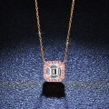 S925 Sterling Silver Princess-Cut Moissanite Full Diamond Necklace-0-2