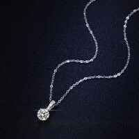 925 Silver 1ct Moissanite Three-Prong Pendant Necklace, Women's Classic-1-carat necklace (set with moissanite)  925 silver