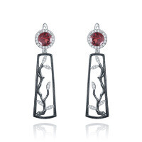 wholesale S925 Sterling Silver Designer Natural Amethyst Earrings, Winter Plum Blossom Colored Gemstone Ear Drops-Natural garnet earrings