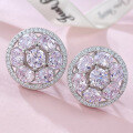 wholesale S925 pure silver pink diamond oval high-carbon diamond ice-cut stud earrings, new collection, premium live broadcast bestseller-0-1
