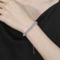 Sterling Silver Adjustable Tennis Bracelet with Oval Moissanite-0-2
