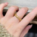 wholesale 925 Sterling Silver Ring Wheat Ear Handmade Wire Drawing Ring for Women, Little Red Book Popular Style, Minimalist and Versatile, Plated with 18K Gold-0-4