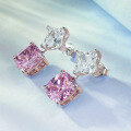 wholesale 925 Sterling Silver Zhuozhifan Jewelry New Imported High Carbon Diamond Powder 10*11 Fat Square Set Pink Diamond Stud Earrings Elegant Style-0-3