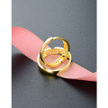 wholesale S925 silver plated with gold and set with zirconia, open-adjustable ring for men and women, Korean Dongdaemun sweet and romantic couple's matching ring-0-3