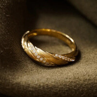 wholesale S925 sterling silver twisted wire craft ring, minimalist and versatile, women's daily pinky ring-BZ0611-Gold>US Size 9