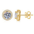 925 Sterling Silver 123 Carat Moissanite Classic Round Prong-Set Earrings-0-3