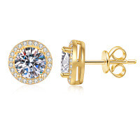 925 Sterling Silver 1.2.3 Carat Moissanite Classic Round Prong-Set Earrings-5mm high-carbon stone  925 silver