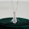 Sterling Silver Moissanite Chevron Necklace with Classic Carat Pendant-0-4