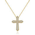 S925 Silver Full-Zirconia Cross Pendant Necklace, Women's Fashion-0-3