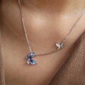 wholesale S925 Sterling Silver New Blue Luminescent Dynamic Butterfly Necklace for Women Ethereal Butterfly Light Luxury Collarbone-0-2