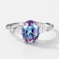wholesale S925 Sterling Silver Cross-Border New Fashion Minimalist Cultured Alexandrite Ring, Trendy and Unique, Live Streaming Exclusive-0-3