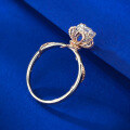 wholesale 925 Silver New 50-Point Simulated Diamond Hand-Tied Flower Ring for Women, Fashionable and Exquisite Band-0-2