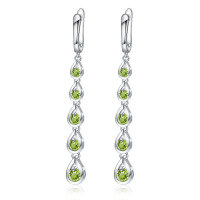 wholesale 925 Silver Blue Topaz Crystal Earrings, Exaggerated Elegance, High-End Statement Drop Earrings with Tassel and Teardrop Design-Tassel Water Drop Natural Peridot Earrings>925 Silver