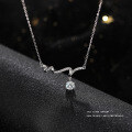 S925 Sterling Silver Love Sound Wave Moissanite Pendant Necklace-0-0