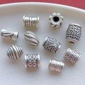 wholesale 999 Silver Jewelry Components: Bamboo Joints, Double Happiness Character, Twisted Beads, Luck-Bringing Beads, Road-Road-Through Beads for DIY Bracelet Stringing and Accessories-0-1