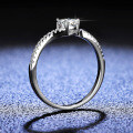 925 Silver Moissanite Ring Four Prong Shiny Diamond-0-1