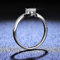 925 Silver Moissanite Ring Four Prong Shiny Diamond-50 points (D color moissanite)  Size 13
