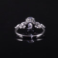 wholesale S925 Sterling Silver Fashionable Imported 2-Carat Oval Moissanite Center Stone Ring with Certificate, Does Not Fade-0-2