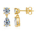 18K Gold Plated 925 Sterling Silver Pear Moissanite Earrings Wholesale-0-3