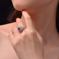 wholesale 925 Silver Jewelry New Synthetic Ruby Ring 1ct Oval 6*8 European and American Retro Light Luxury-0-3