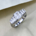 wholesale S925 Sterling Silver 5*7 Square Prong Zircon High-end Wedding Fashion Ring for Women Valentine's Day Xiaohongshu Style-0-2