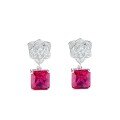 S925 Sterling Silver Earrings with Ruby and Full-Cut Zirconia-0-3