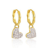 wholesale S925 Sterling Silver 813 Full Diamond Earrings for Women, High-End Sense, Small and Unique Original Ins Light Luxury Heart-Shaped Silver Ear Clips-Rose gold + silver 925 silver