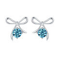 wholesale Metal Material: S925 Sterling Silver Cross-border Wholesale Cute High-end Bow Earrings with Moissanite Ear Studs, Silver Jewelry-0-7