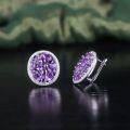 wholesale S925 Sterling Silver Natural Amethyst Earrings New Round European and American Style High-end Stud Earrings for Women-0-3