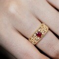 wholesale S925 Sterling Silver Red Elk All-Over Body French Retro Palace Style Versatile Ring Fashion Statement Ring Niche Women's Ring-0-4