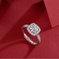925 Silver Moissanite Square Halo Ring Light Luxury European Style Cross-Border Wholesale-0-2