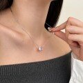 wholesale S925 Sterling Silver Wedding Style European and American Women's Exquisite Cubic Shape 8A Ice-Cut Pink Yellow Zircon Collarbone Necklace-0-2