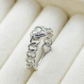 wholesale Sterling Silver Dulli Jewelry Small and Exquisite Heart-shaped Lucky Letter Braided 3D Love Ins Style Ring-0-3