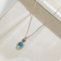 wholesale S925 silver Nalan fresh sweet ins style design blue transparent oval pendant necklace Y01792-0-2